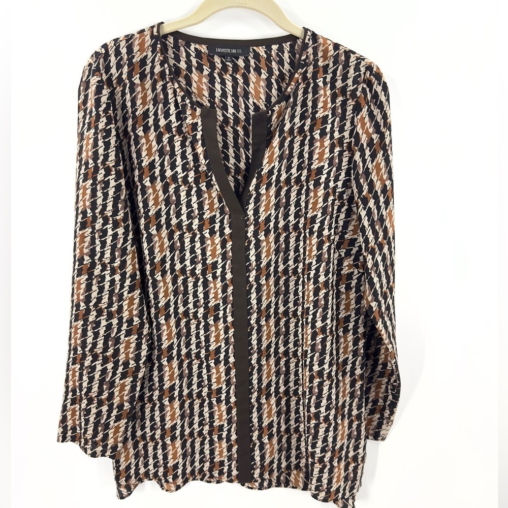 Lafayette 148 100% Silk Blouse Top Womens 6 Old Money Luxury Granola Capsule